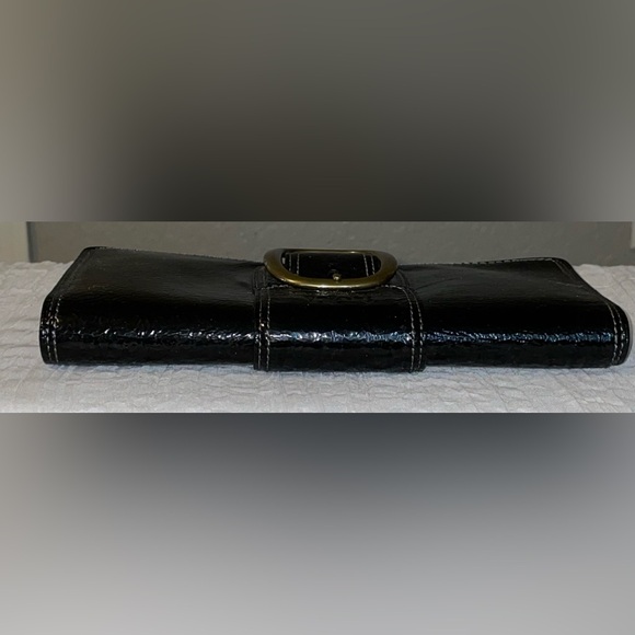 COACH HORSE & CARRIAGE PATENT LEATHER LARGE BLACK CLUTCH WALLET PURSE BAG EUC - Picture 11 of 12